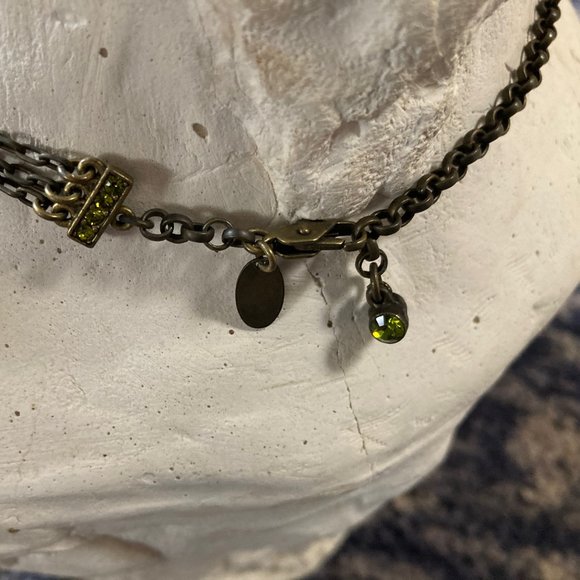 Tammassini Necklace Green and Purple Swarovski Crystal and Chain Choker - Picture 6 of 12